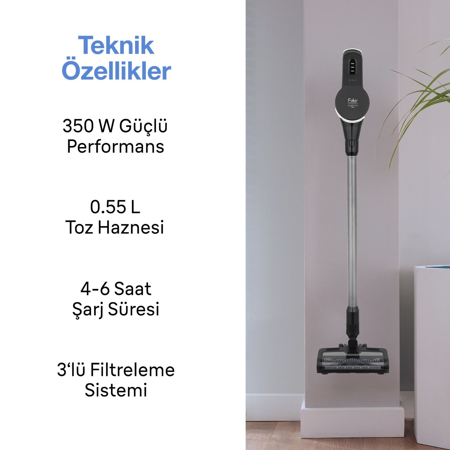 Inovator 6158 Plus Dikey Şarjlı Kablosuz Süpürge I Fakir Hausgerate